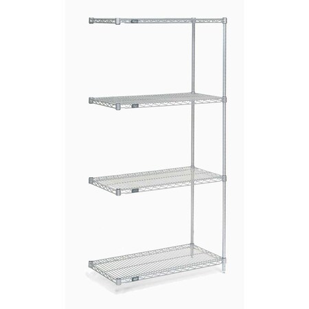 Nexel Poly-Z-Brite 5 Tier Wire Shelving Add-On Unit, 42W x 24D x 74H A24427Z5
